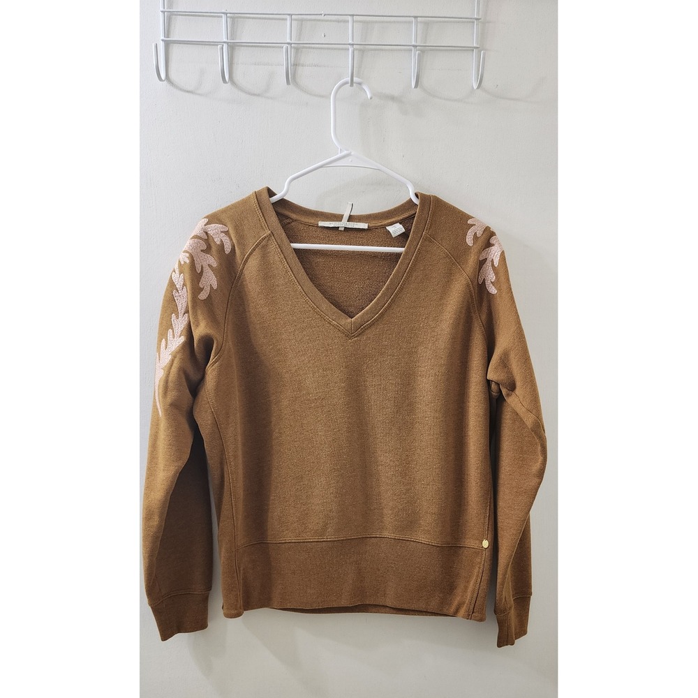 Maison Scotch & Soda Midnight Safari V-Neck Embroidered Sweatshirt Brown Medium